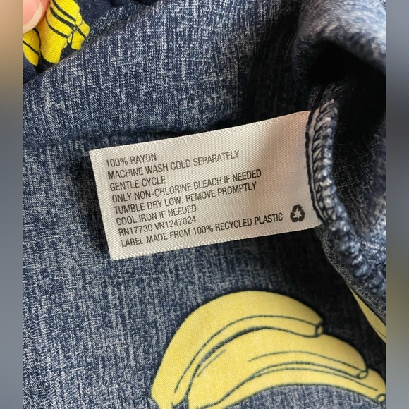 Goodfellow Shirt Mens XL Blue Banana Print Hawaiian Button Up Short Sleeve Rayon - Picture 8 of 10